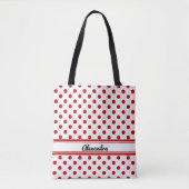 Tote Bag Arrière - plan blanc blanc Polka Pointe personnali (Devant)