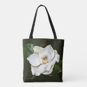 Tote Bag Arrière - plan blanc Magnolia Closeup Vert (Dos)
