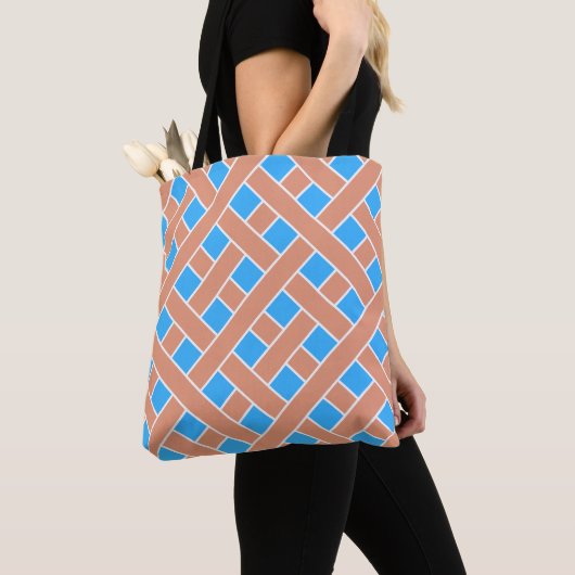 Tote Bag Arrière - plan bleu Trellis (De près)