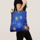 Tote Bag Arrière - plan Bleu XMAS avec des flocons de neige (De près)