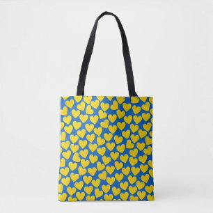 Tote Bag Arrière - plan de coeur bleu jaune