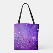 Tote Bag Arrière - plan de feuille violet avec étoiles (Dos)