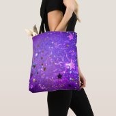 Tote Bag Arrière - plan de feuille violet avec étoiles (De près)