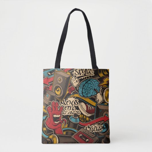 Tote Bag Arrière - plan de graffiti sans couture. Ppa trans (Devant)