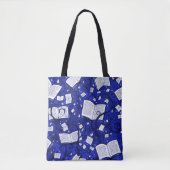 Tote Bag Arrière - plan de livres bleus (Devant)