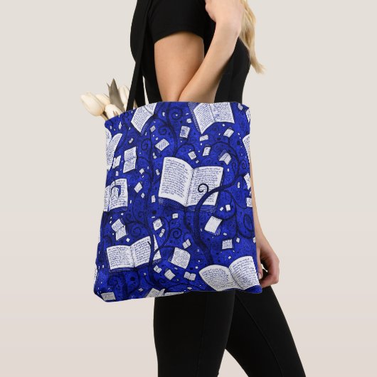 Tote Bag Arrière - plan de livres bleus (De près)