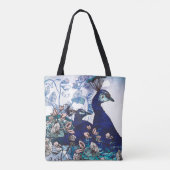 Tote Bag Arrière - plan floral avec des paons (Dos)