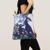 Tote Bag Arrière - plan floral avec des paons (De près)