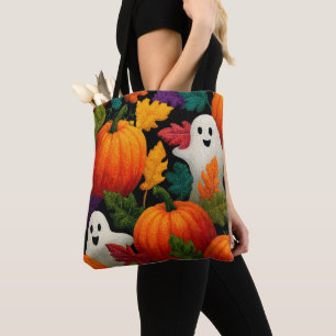 Tote Bag Arrière - plan Motif Halloween avec Citrouilles or