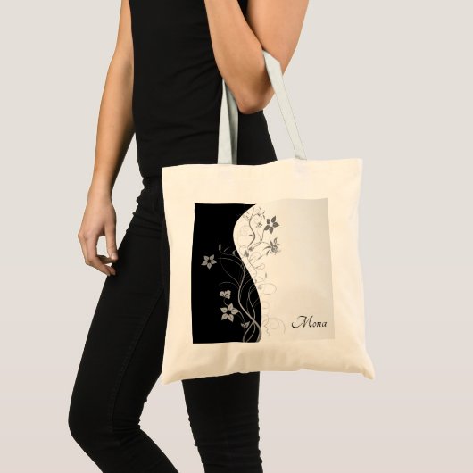Tote Bag Arrière - plan Noir Et Argent (Devant (produit))