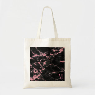 Tote Bag Arrière - plan noir Parties scintillant rose monog