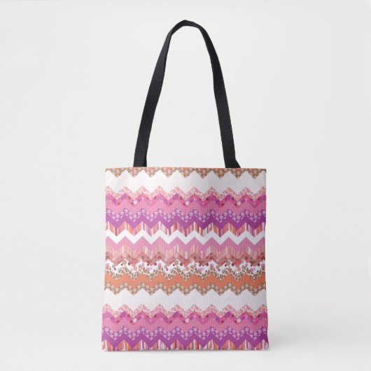 Tote Bag Arrière - plan rose de zigzag (Devant)