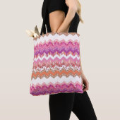 Tote Bag Arrière - plan rose de zigzag (De près)