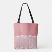 Tote Bag Arrière - plan rose et blanc avec la dentelle (Dos)