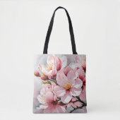 Tote Bag Arrière - plan rose et blanc d'abricot (Devant)