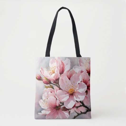 Tote Bag Arrière - plan rose et blanc d'abricot (Devant)