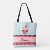 Tote Bag Arrière - plan rose personnalisé de bleu de menthe (Dos)