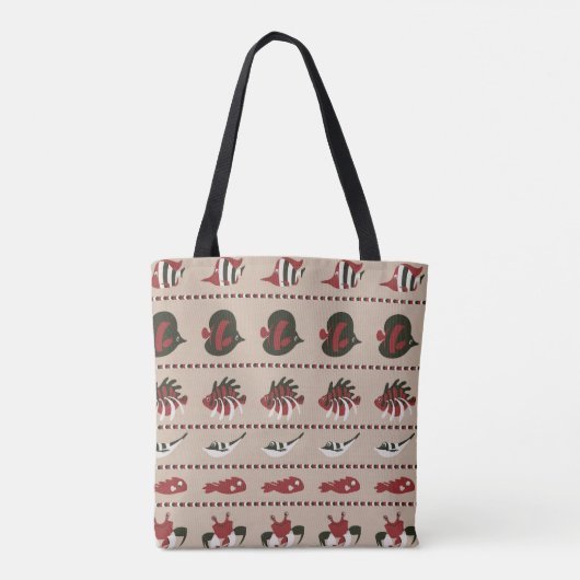 Tote Bag Arrière - plan sans couture avec vie marine - crab (Dos)