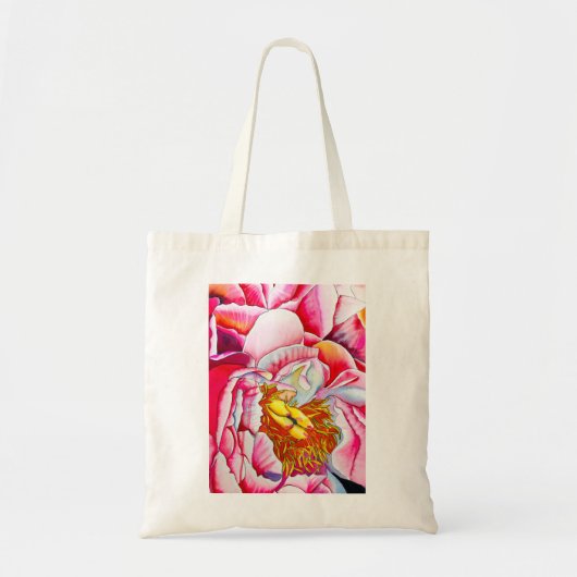 Tote Bag art à l'aquarelle Paeon rose (Devant)
