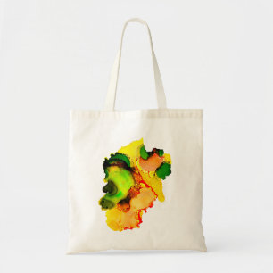 Tote Bag art Abstrait alcool encre jaune vert