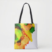 Tote Bag art Abstrait alcool encre jaune vert (Devant)