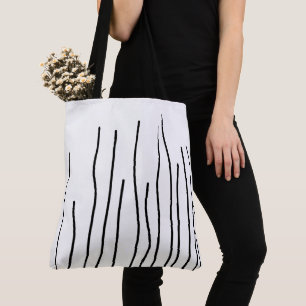 Tote Bag Art Abstrait Black White Lines Minimalisme