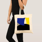 Tote Bag Art Abstrait bleu jaune (Devant (produit))