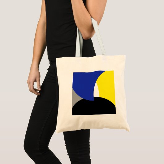 Tote Bag Art Abstrait bleu jaune (Devant (produit))