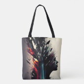 Tote Bag Art abstrait boho avec visage de fille (Dos)