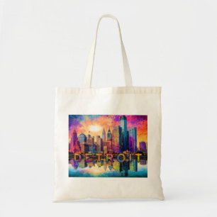 Tote Bag Art Abstrait de Detroit Skyline