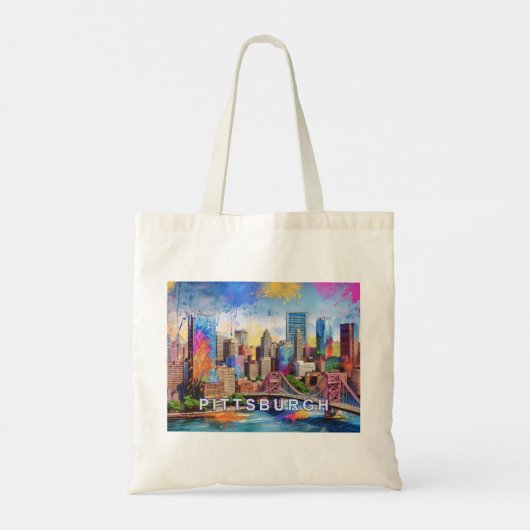 Tote Bag Art Abstrait de Pittsburgh Skyline (Dos)