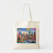 Tote Bag Art Abstrait de Pittsburgh Skyline (Devant)