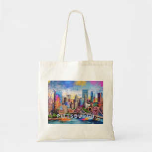 Tote Bag Art Abstrait de Pittsburgh Skyline