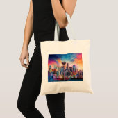 Tote Bag Art Abstrait de Seattle Skyline (Devant (produit))