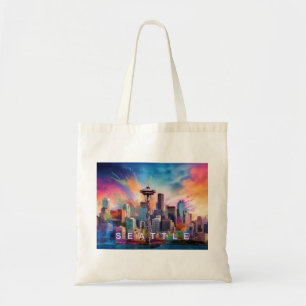 Tote Bag Art Abstrait de Seattle Skyline