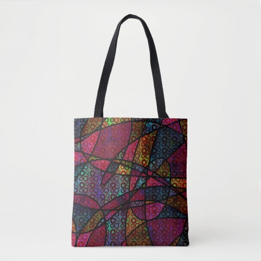 Tote Bag Art Abstrait en gras avec cercles et lignes noires (Devant)