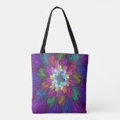 Tote Bag Art abstrait fractal de fleurs psychédéliques colo (Dos)