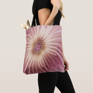 Tote Bag Art Abstrait Fractal Fleur & Tons de Bourgogne