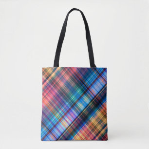 Tote Bag art abstrait géométrique diagonale motif arc-en-ci
