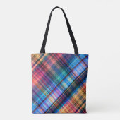 Tote Bag art abstrait géométrique diagonale motif arc-en-ci (Dos)