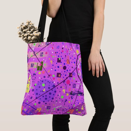 Tote Bag Art abstrait : Glitch violet (De près)