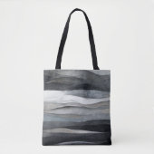 Tote Bag Art Abstrait Gris Vagues Grises (Devant)