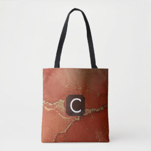 Tote Bag Art abstrait liquide à l'encre alcoolique rouge et