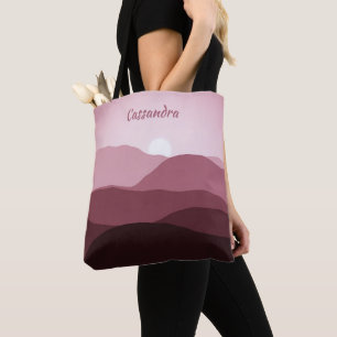 Tote Bag Art abstrait mauve rose clair personnalisé