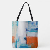 Tote Bag Art abstrait moderne bleu orange (Devant)