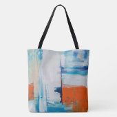 Tote Bag Art abstrait moderne bleu orange (Dos)