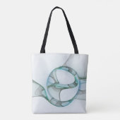 Tote Bag Art Abstrait moderne Fractal Bleu Turquoise Gris (Dos)