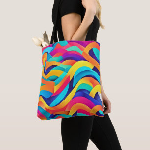 Tote Bag Art Abstrait Ondulatoire Vibrant