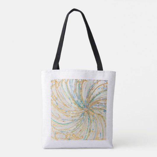 Tote Bag Art Abstrait Or Turquoise Art Moderne (Dos)