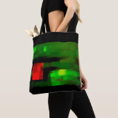 Tote Bag Art Abstrait rouge et vert (De près)